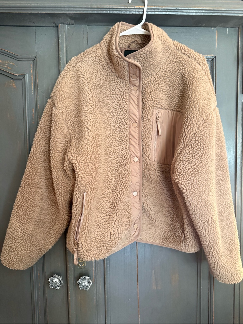 Fabletics Cozy Tan Sherpa Teddy Oversized Jacket